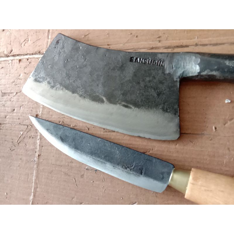 paket 2 pisau cacah daging dan pisau seset kulit
