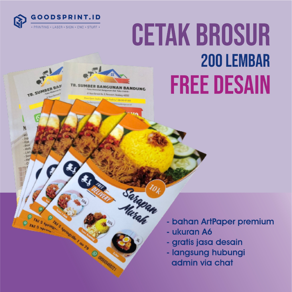 

FREE DESAIN 200 PCS Cetak Brosur Ukuran A6 Brosur Flyer 1 sisi Poster Murah Hasil Cepat