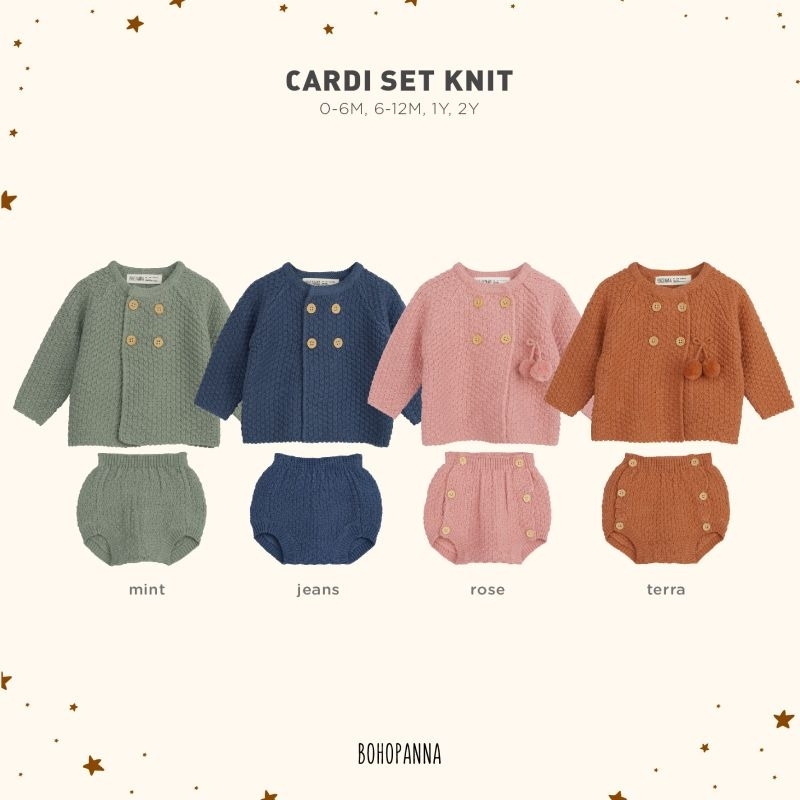 BOHOPANNA - CARDI SET KNIT BOHOPANNA - SETELAN BAJU BAYI - SET BAJU ANAK RAJUT