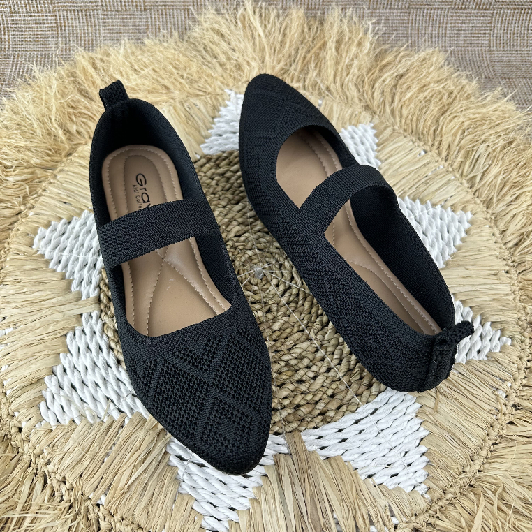 Sepatu Flat Wanita Slip On Bahan Rajut Import  DO-44 GRAVICI