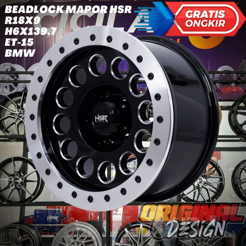 Velg Mobil Ring 18 HSR R18 Lebar 9 Lobang 6 ET -15 Beadlock Original