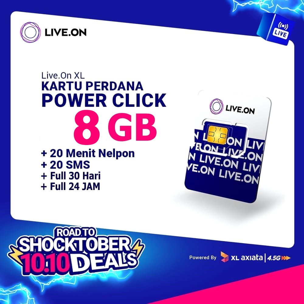 Kartu Perdana XL  Live On 8 GB 30 Hari Unlimited