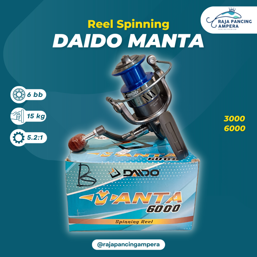 Reel Spinning Daido Manta Spin | Kerekan Besi Handle Lipat Full Besi Murah