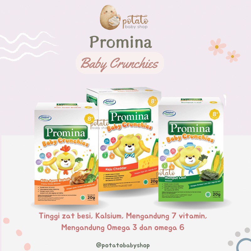 Promina Baby Crunchies Keju Cheddar/ Ayam Brokoli/ Rumput Laut 20 gr - Snack Bayi &amp; Anak