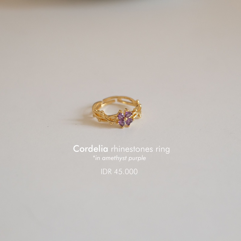 Ark.co - CORDELIA ring (sapphire, aquamarine, amethyst) cincin rhinestone gemstone kristal permata solitaire blue green purple