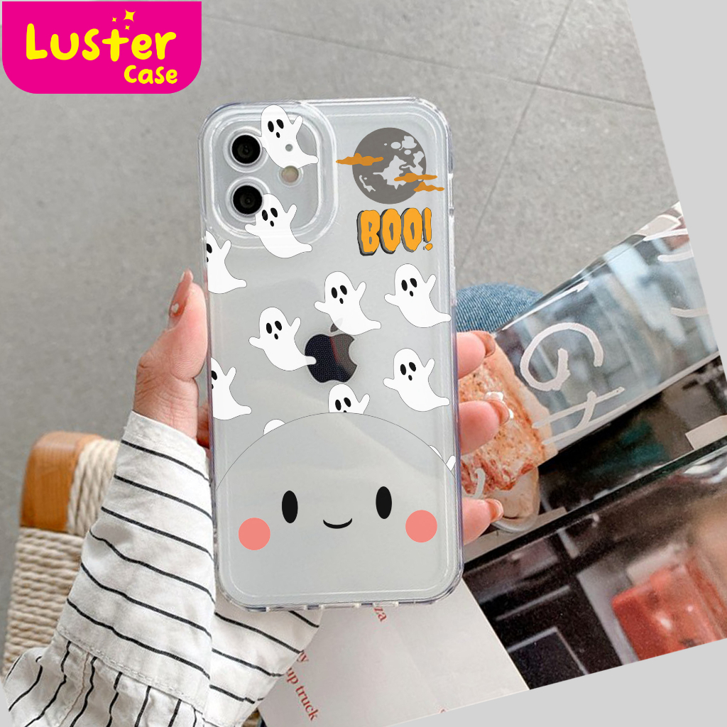 Case INFINIX HOT 20I 20S 12 12 PRO 12I 12 PLAY 11 10 11 PLAY 10 10S 9 9 PLAY 8 11S 11S NFC 20 PLAY  Luster [ Boo Ghost ] Casing Hp Aesthetic Kesing Hp Karakter Anime Cassing Hp Motif Lucu Clear Case Infinix Softcase Infinix