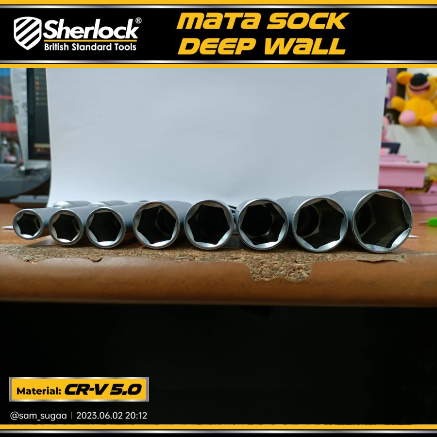 Mata Kunci Shock Impact Panjang 1/2 Drive 6 PT/ Deep Wall Mata Sok Socket Bits Sherlock