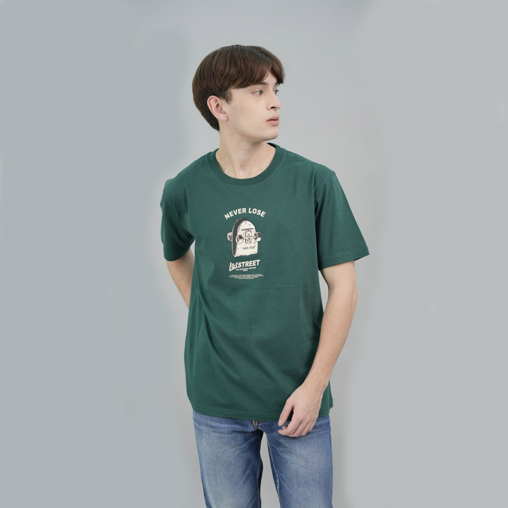 LGS Street - Kaos Casual Street Lengan Pendek - Never Lose - Hijau - ST.30.H094.032.C