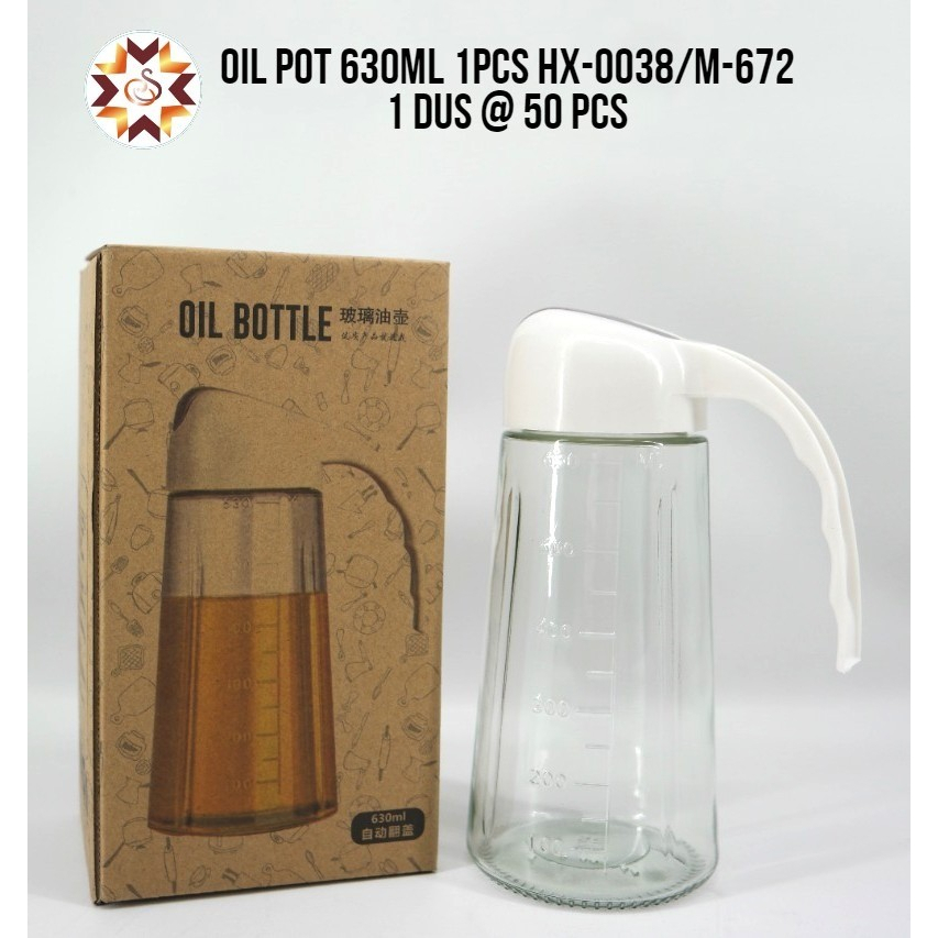 Oil Pot Bottle 630ml HX-0038 M672 Botol Kaca Tempat Minyak Goreng Kecap Cuka Juice Teh Kopi