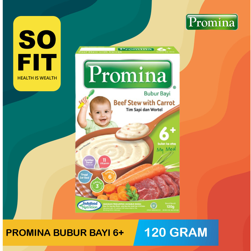 Promina Bubur Bayi 6+ 120gr / Bubur Tim Bayi / MPASI Bayi / Makanan Bayi / Snack Bayi / Cemilan Bayi