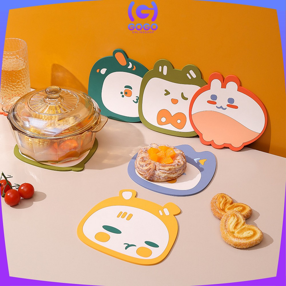 GOGO-C868 Tatakan Gelas Silikon Motif Karakter Lucu Tahan Panas Serbaguna / Tatakan Alas Panci Panas Placemat Anti Panas / Coaster Kartun Anti Licin Multifungsi Import