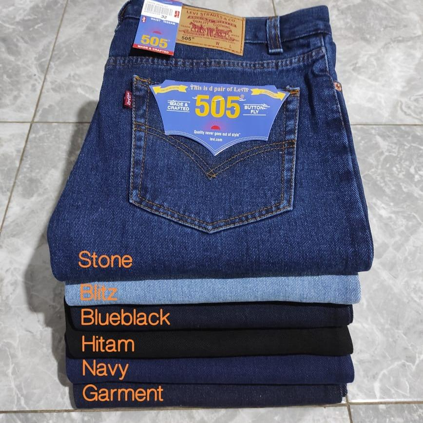 Celana Jeans Panjang Pria Big Size Jumbo Ukuran 28 Sampai 44 Model Standar Reguler Navy Bioblitz Hitam