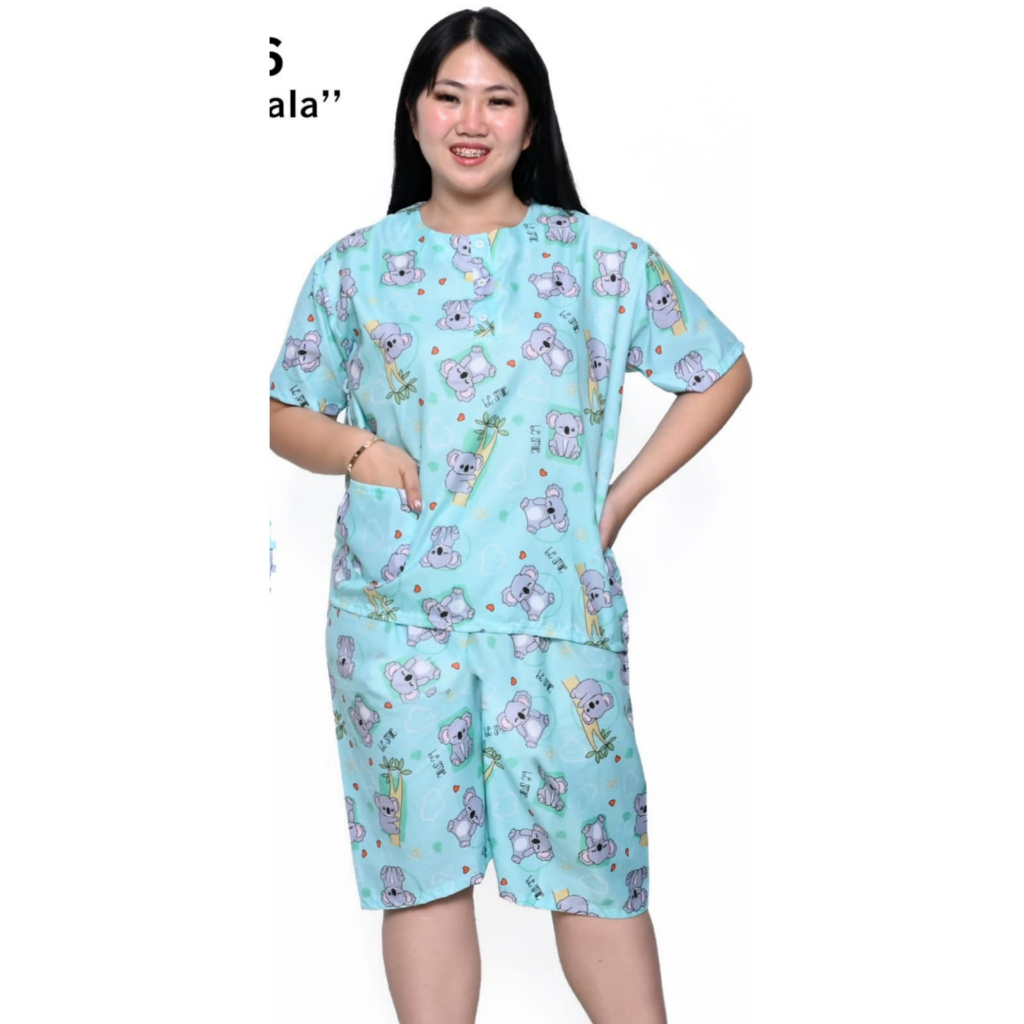 Trijaya . baju tidur wanita dewasa 3/4 jumbo / piyama setelan celana pendek jumbo XXL