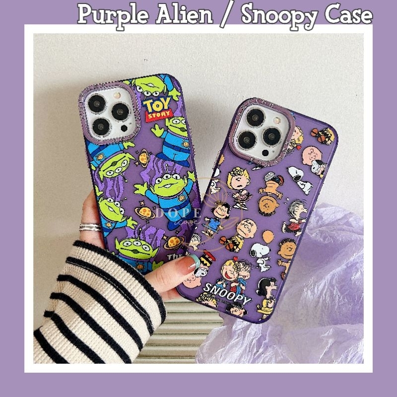 Purple Alien Toy Story / Snoopy Case iPhone 11 12 13 14 Plus Pro Max
