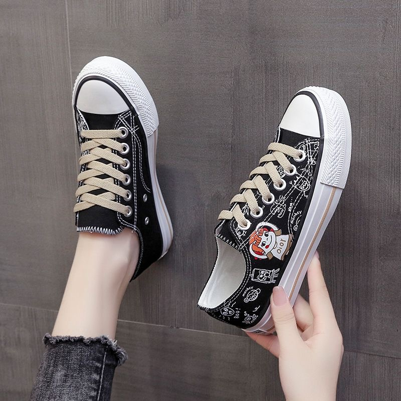 K2582 IMPORT Sepatu Wanita Canvas / Sneakers Trendy Simple Ukuran 35-40