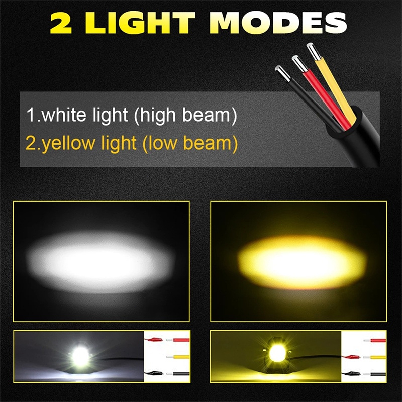 【COD】2PCS Grade A Dijamin TERANG Lampu Tembak Laser LED D2 Mini 2 Warna High Low Putih Kuning Waterproof