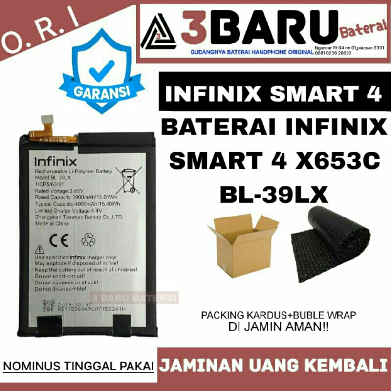 BATERAI INFINIX SMART 4 X653C BL-39LX batrai handphone infinix ori copotan