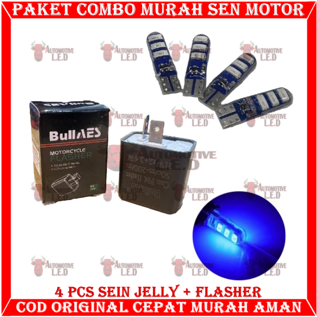 ORIGINAL COMBO PAKET HEMAT MURAH LAMPU SEIN MOTOR T10 JELLY FREE FLASHER SEIN | LAMPU SENJA MOTOR LAMPU SEN MOTOR