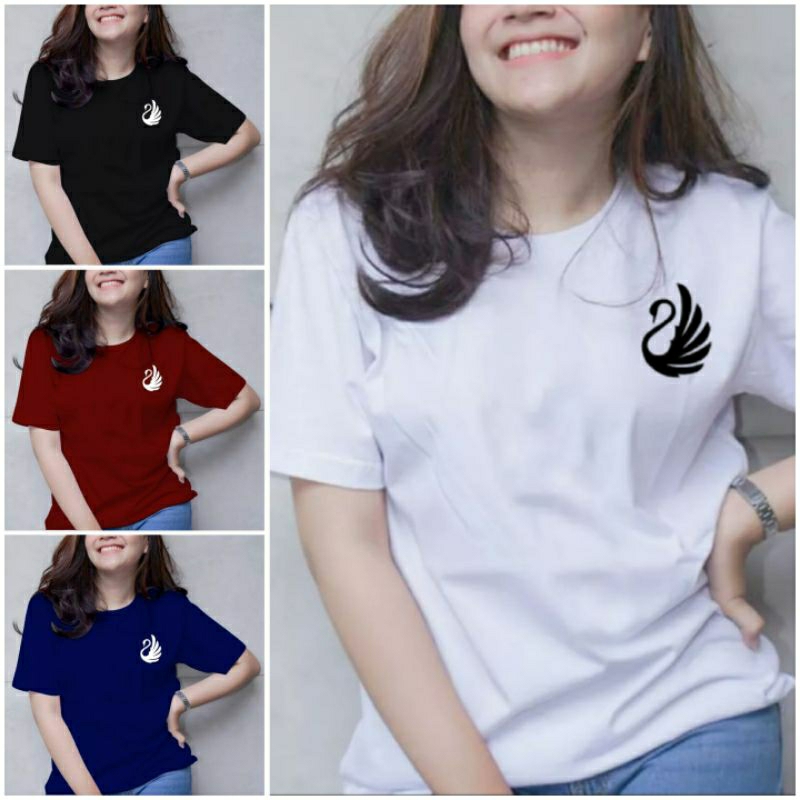 Kaos Oblong wanita logo Swan angsa cute