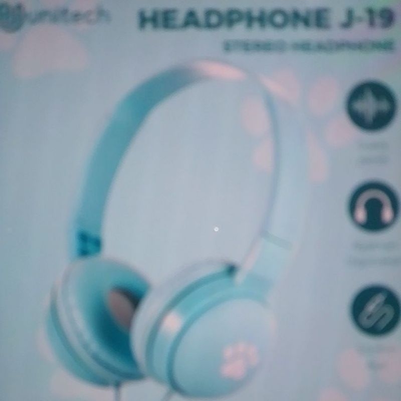 headphone headset kabel anak J19+ microphone extra bass biru