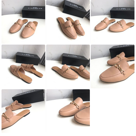 SCH06  coach original slippers shoes flat shoes leather material  xie