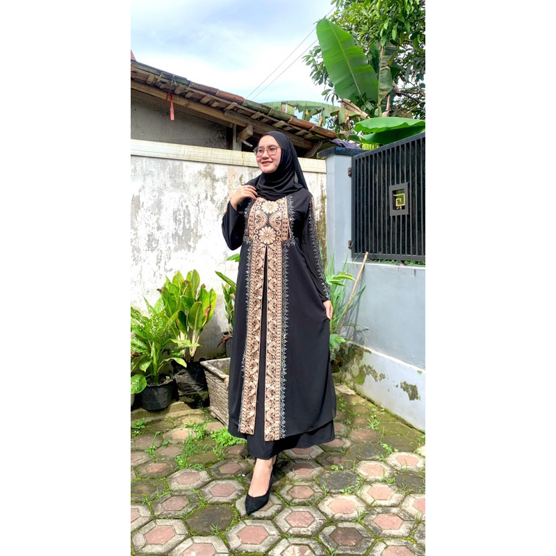 Gamis Abaya Hitam Turkey Bordir | Gamis Arab Sayri Mewah