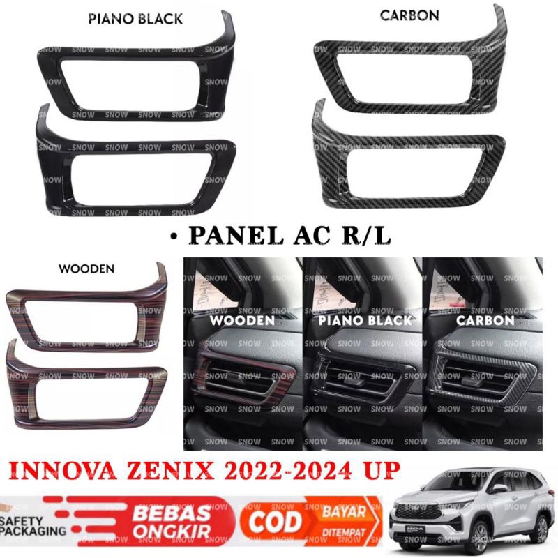 Panel Side Air Vent AC R/L Kanan Kiri Innova Zenix 2022 2023 2024 Hitam Wood Carbon