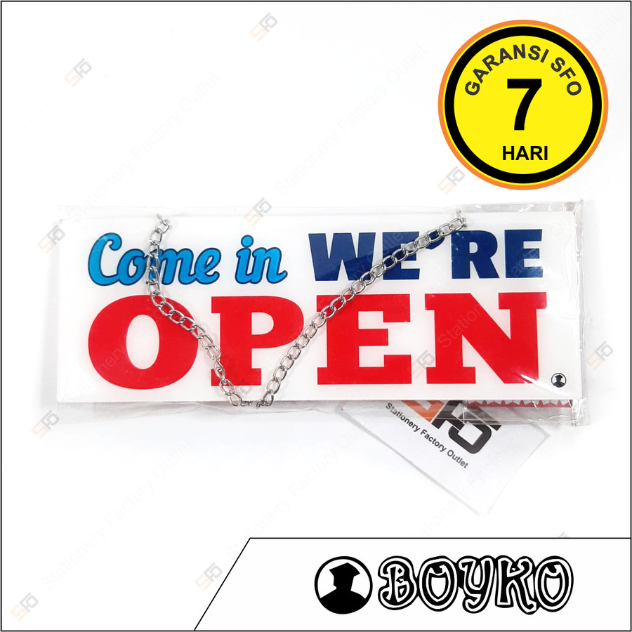 

Akrilik Open Close - Acrylic Sign Bolak Balik Rantai 25cm x 9cm - SFO Semarang Official