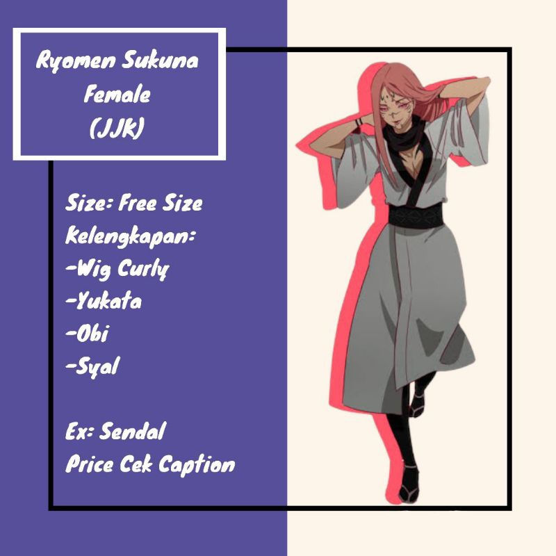 Rental Costum Sukuna Female Ver (Jujutsu Kaisen)