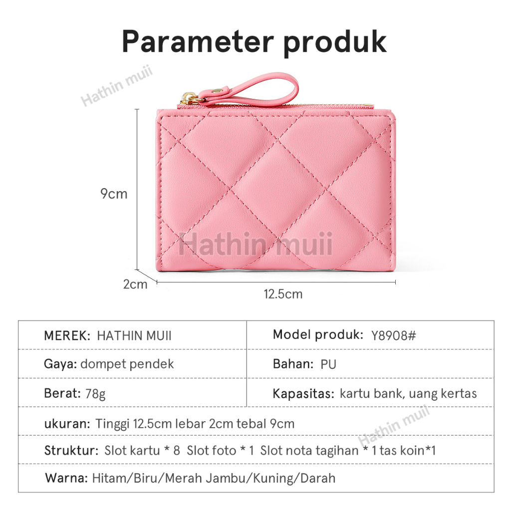 Hathinmuii - DOMPET LIPAT WANITA Dompet Pendek  KULIT PU Leather PREMIUM KOREA IMPORT SLOT KARTU RESLETING KOIN DOMPET - Velvet Wallet