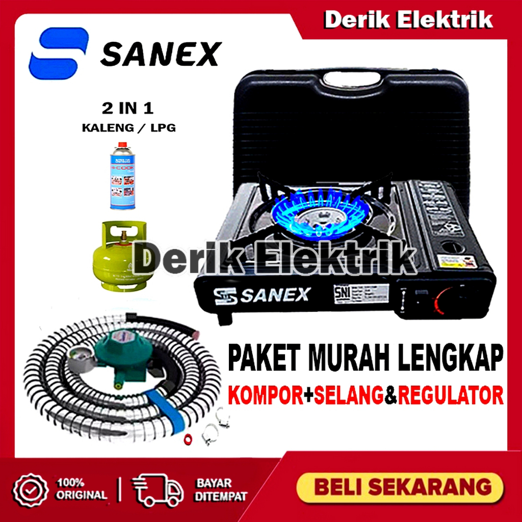 SANEX KOMPOR GAS 1 TUNGKU PORTABLE 2IN1 BISA GAS LPG DAN GAS KALENG / KOMPOR PORTABEL / KOMPOR GAS GUNUNG