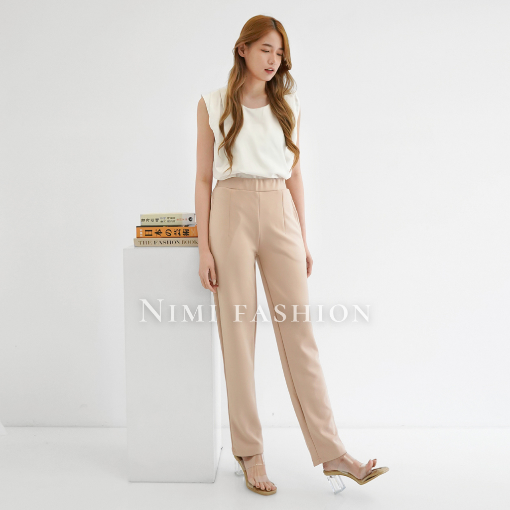 Celana Scuba Import Highwaist Bawahan Basic Scuba Pants