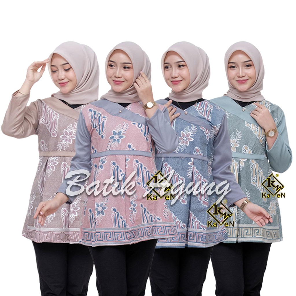 Baju Blouse Batik Katun Premium Kerja Kantor Kondangan Kasual Wanita Kekinian Moderen Cantik Murah