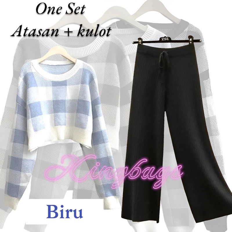 One Set Setelan Jeni crop Mix kulot panjang