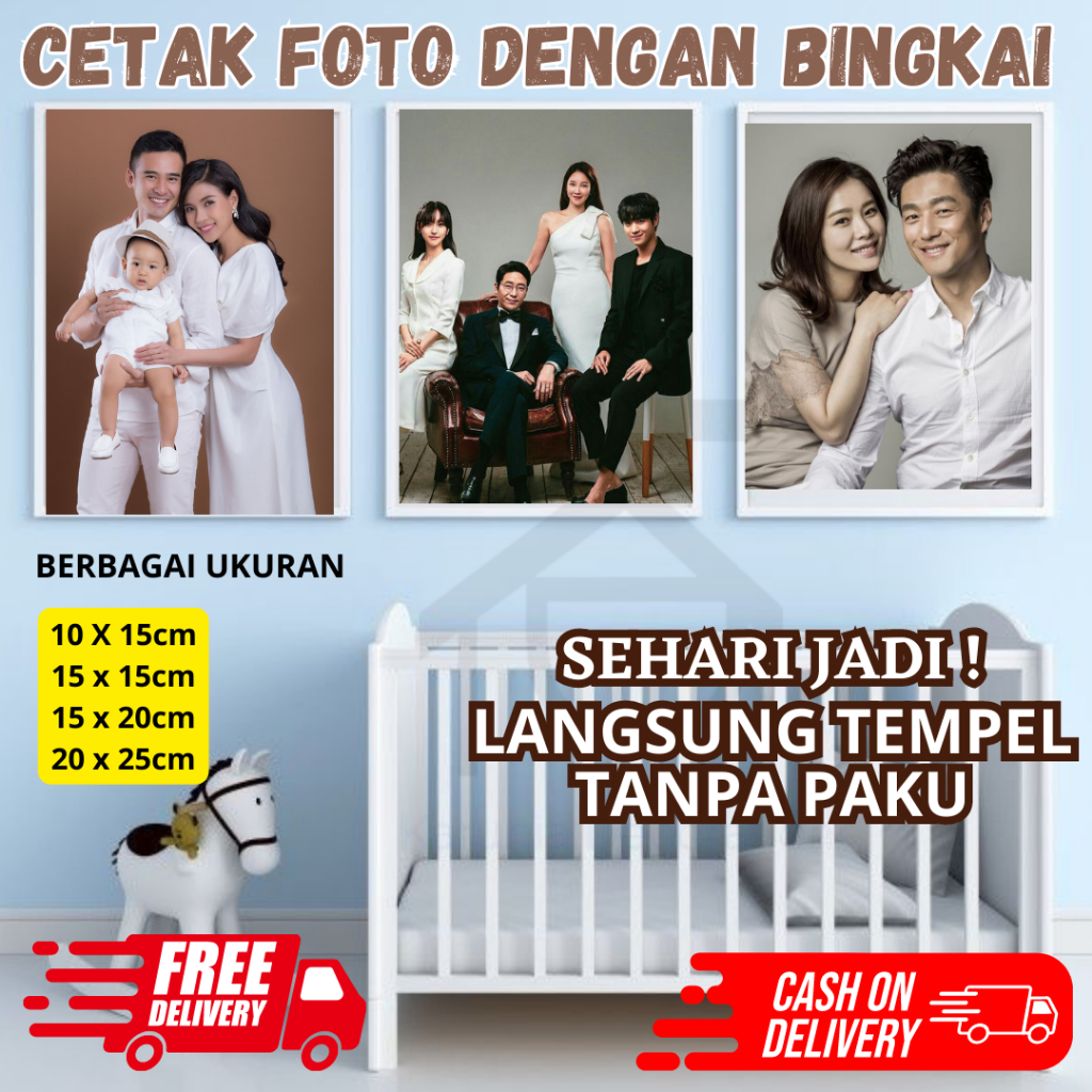 (TERMURAH) CETAK FOTO + BINGKAI TANPA PAKU/PAJANGAN DINDING/BINGKAI FOTO AESTETHIC/CETAK FOTO 4R 6R 