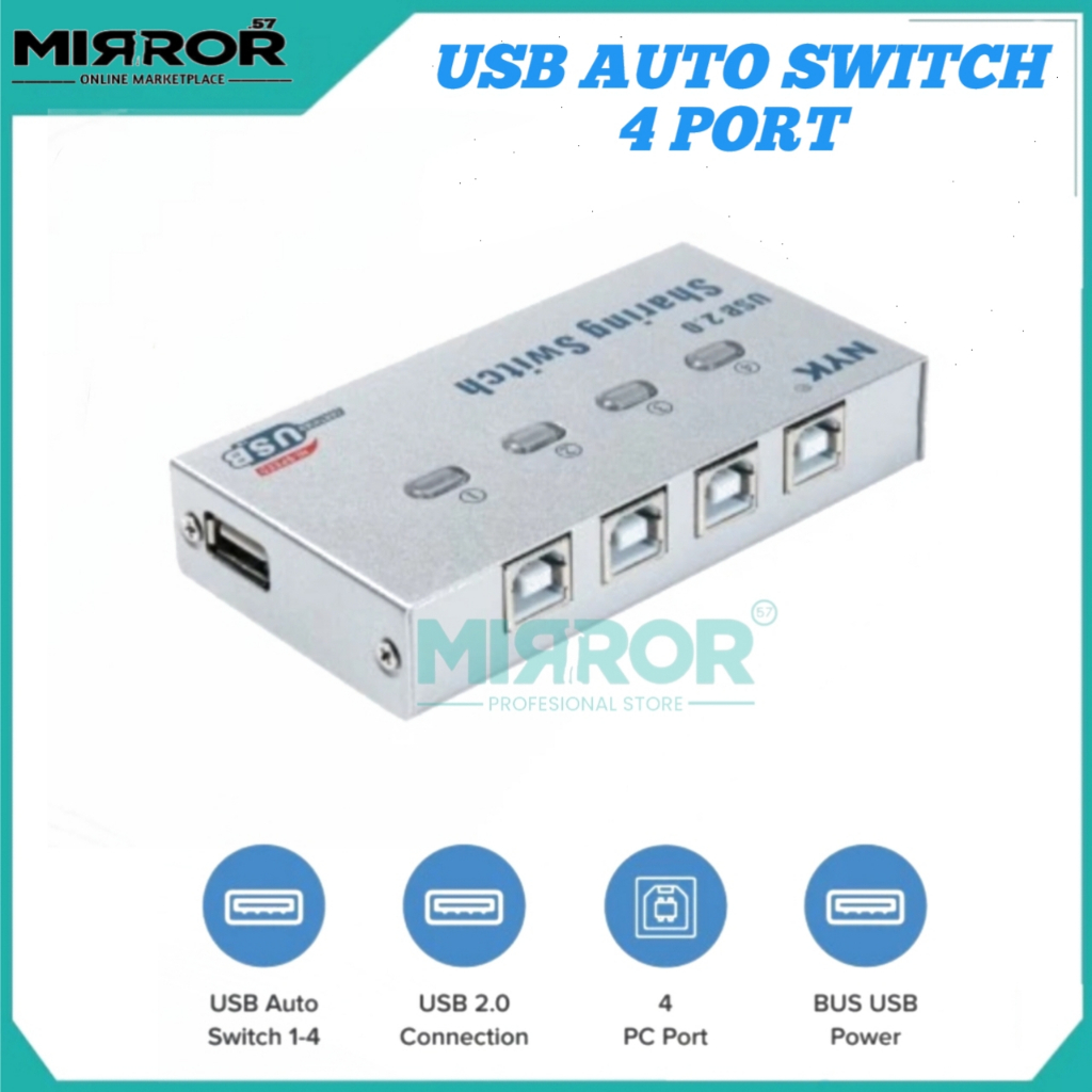 Auto Switch Printer USB NYK 4 Port USB Sharing Switch 4 Port