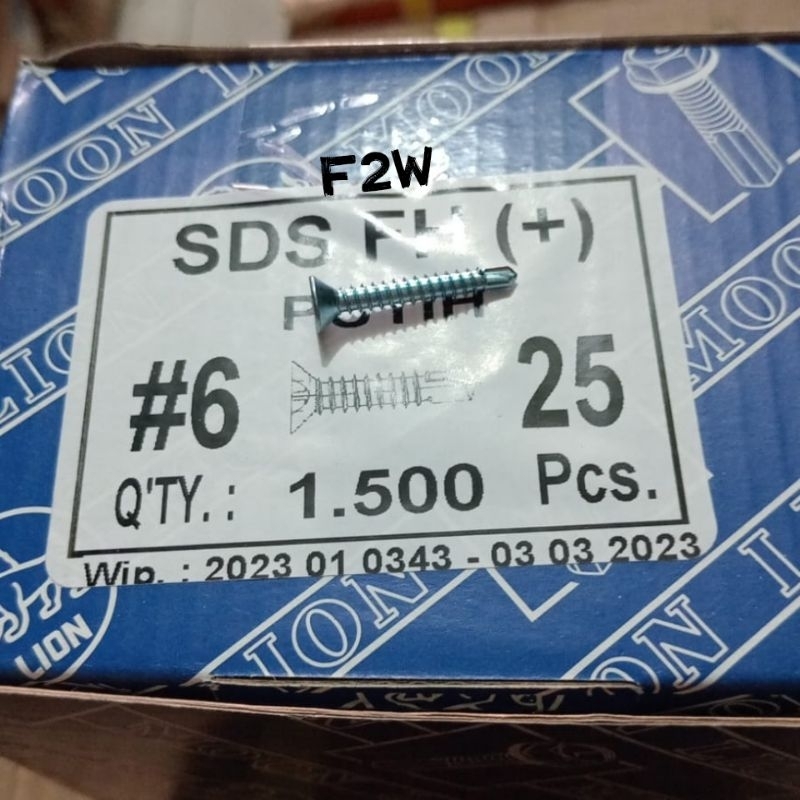 SEKRUP SDS FH (+) 6X25 MOON LION SKRUP ROOFING PUTIH SDS #6X25