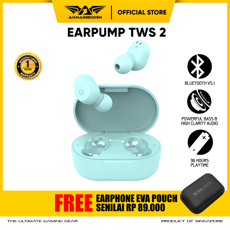 Earphone Headset Bluetooth TWS 2 Wireless Earbuds with Portable Charging Case By Sonicgear