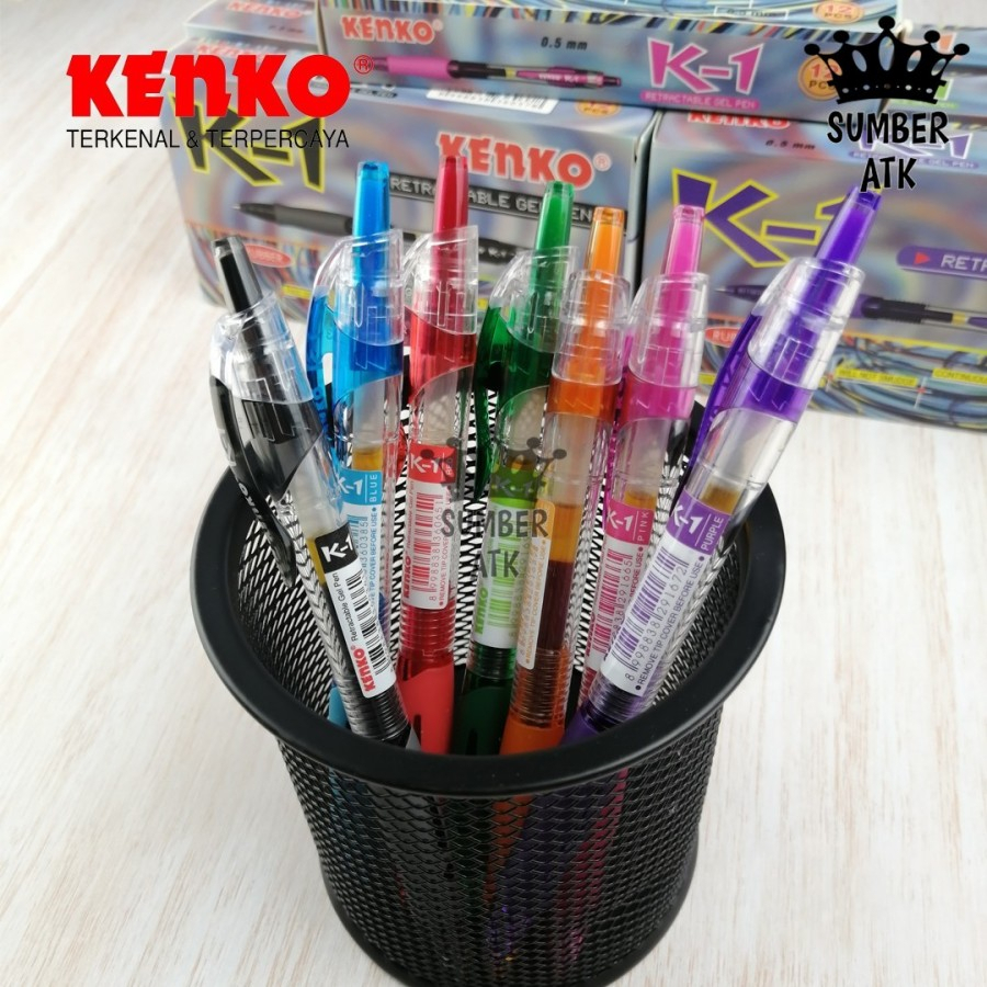 

Pena / Pulpen KENKO GEL PEN K-1 Retractable Hitam dan Merah - 1 PCS - Refill K-1 Biru