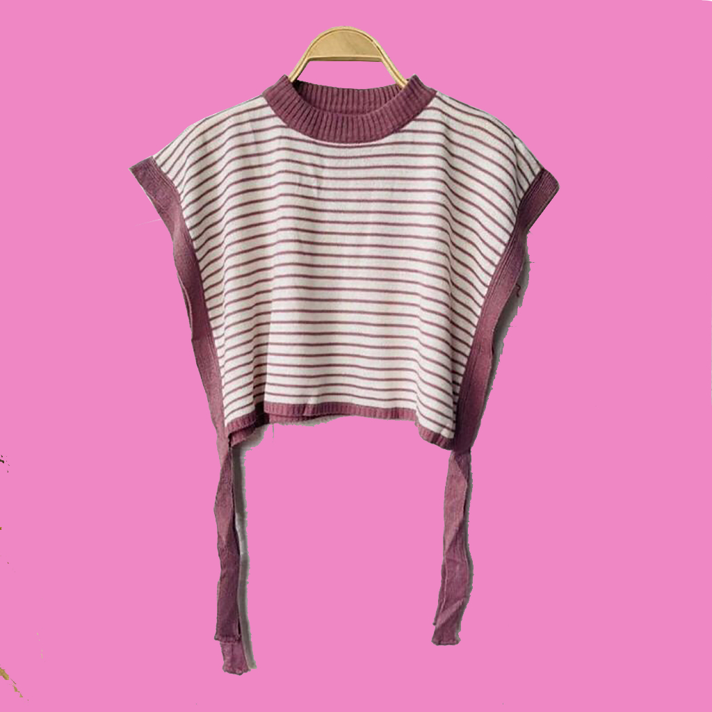 SweaterRajutCropWanita Strip#cropWanita#SweaterCropHitam,Hijau,Nila,Cream#AtasanWanitaPremium#