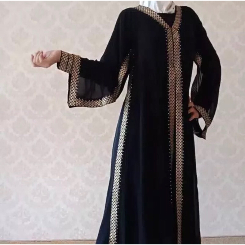 DRESS GAMIS ABAYA SYARI PESTA RENDA KOTAK 195 COUPLE