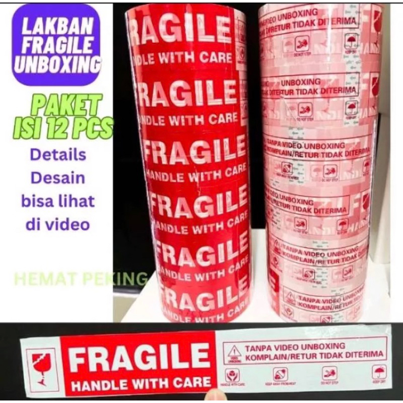 

LAKBAN FRAGILE UNBOXING MERAH PUTIH ISI 12 PCS BAHASA INDONESIA