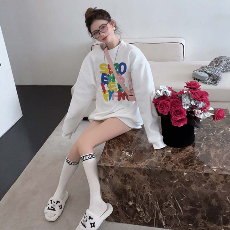 Sweater Lengan Panjang Cartoon Letter Printing Korean Style/Sweater Crop/Baju Wanita/Switer Wanita/Switer