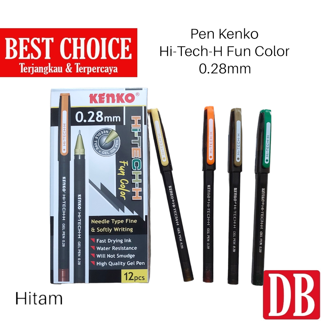 

H7Y Gel pen / Pulpen Hitech / Hi-tech Kenko 0.28mm Hitam/Biru (12 pcs)