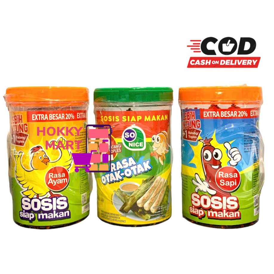 

(HOKKY) Sosis So Nice Siap Makan 24 pcs x 21gr Rasa Ayam Rasa Sapi Rasa Otak Otak Ikan So-Nice Sonice Sosis Instant Matang Halal