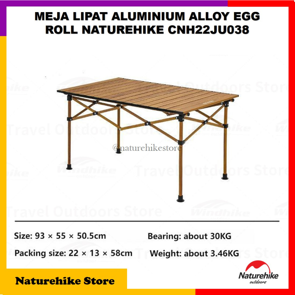 Meja Lipat Alumunium Alloy Egg Naturehike CNH22JU038 Camping Hiking Outdoor