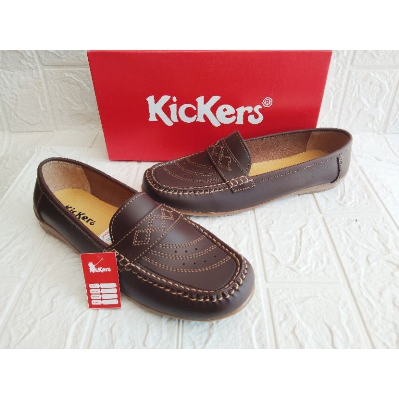 Kickers Sepatu Pantofel Wanita Kerja Slip On Flat Casual Kantor Dinas Santai Kuliah Hitam Coklat 37-41