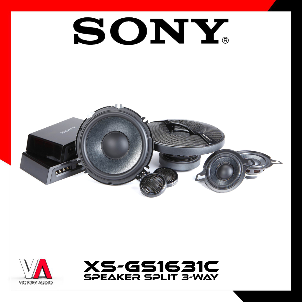 Speaker Split 3-Way Component System SONY NS-GS1631C 6.5 Inch Mid Bass + 3.5 Inch Mid Range + 1 Inch Dome Tweeter + Crossover Audio Mobil High Quality