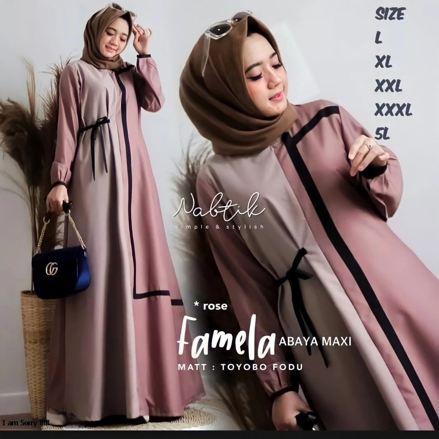 COD | Gamis Terbaru Lebaran Jumbo Famela Ld 100 110 120 130 140 | Gamis Jumbo Best Seller