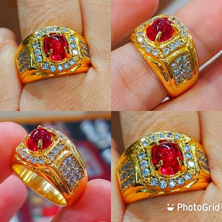Cincin Batu Pria Merah Siem Mustika Merah Kristal